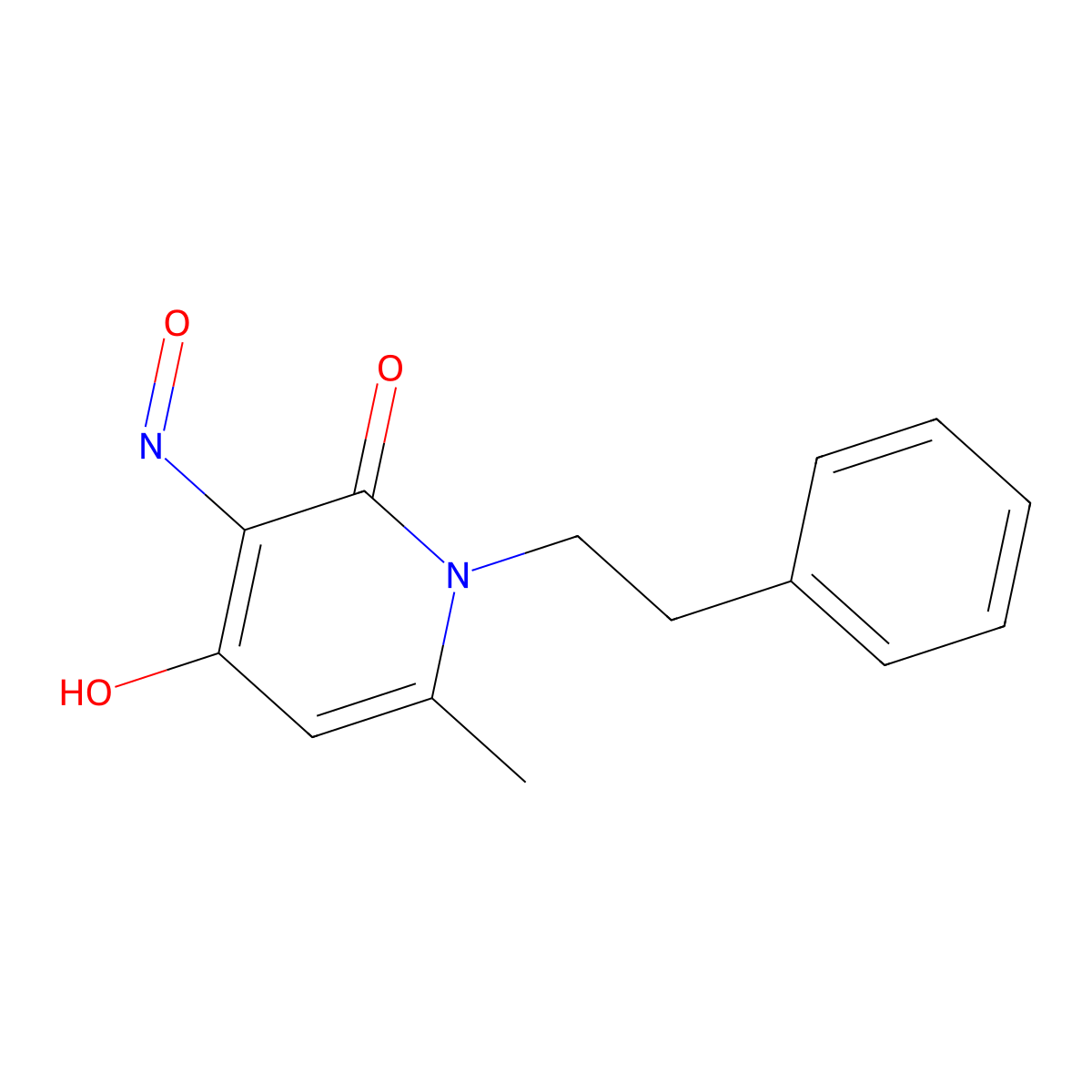4-Hydroxy-6-methyl-3-nitroso-1-(2-phenylethyl)pyridin-2-one molecular structure, CAS 264598-66-5