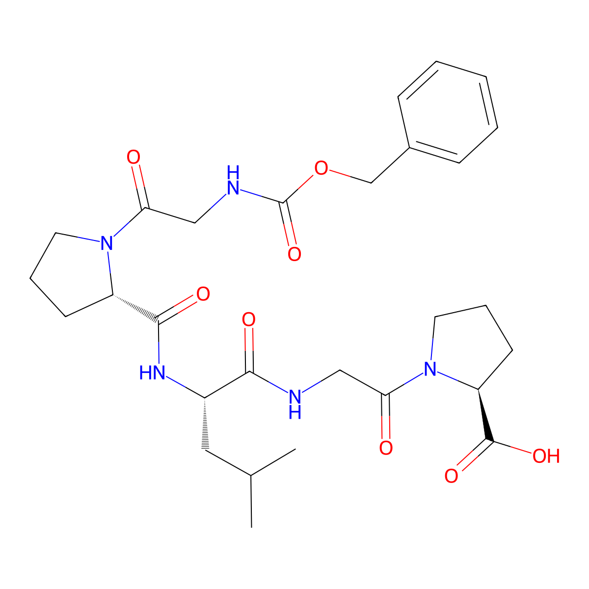 Carbobenzoxyglycyl-prolyl-leucyl-glycyl-proline molecular structure, CAS 2646-61-9