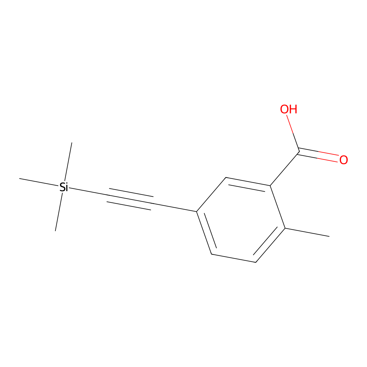2-Methyl-5-((trimethylsilyl)ethynyl)benzoic acid molecular structure, CAS 2646008-16-2