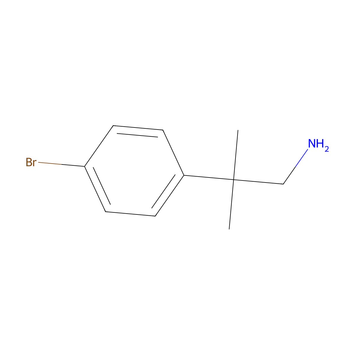 2-(4-Bromophenyl)-2-methylpropan-1-amine molecular structure, CAS 264602-70-2