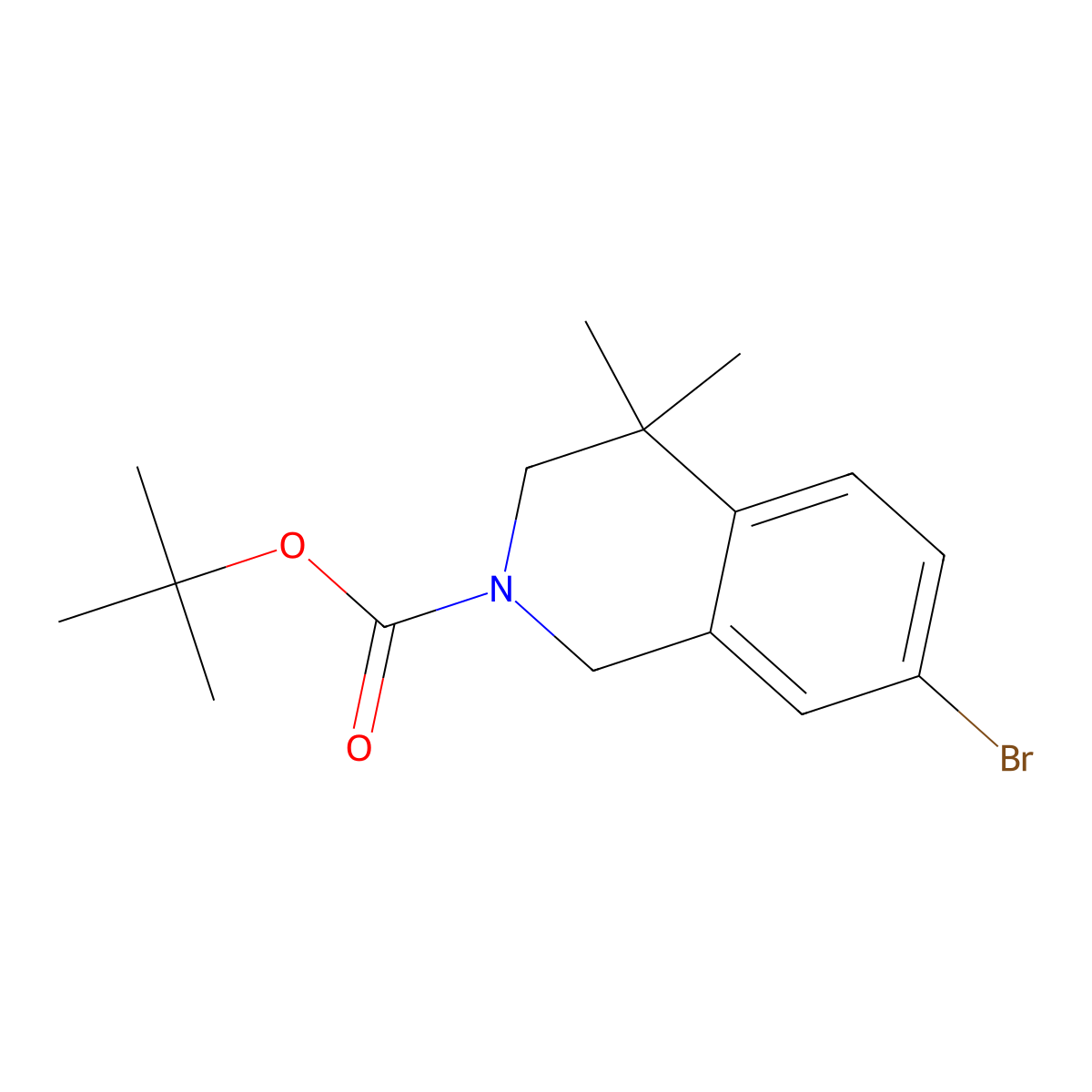 tert-butyl 7-bromo-4,4-dimethyl-3,4-dihydroisoquinoline-2(1H)-carboxylate molecular structure, CAS 264602-76-8