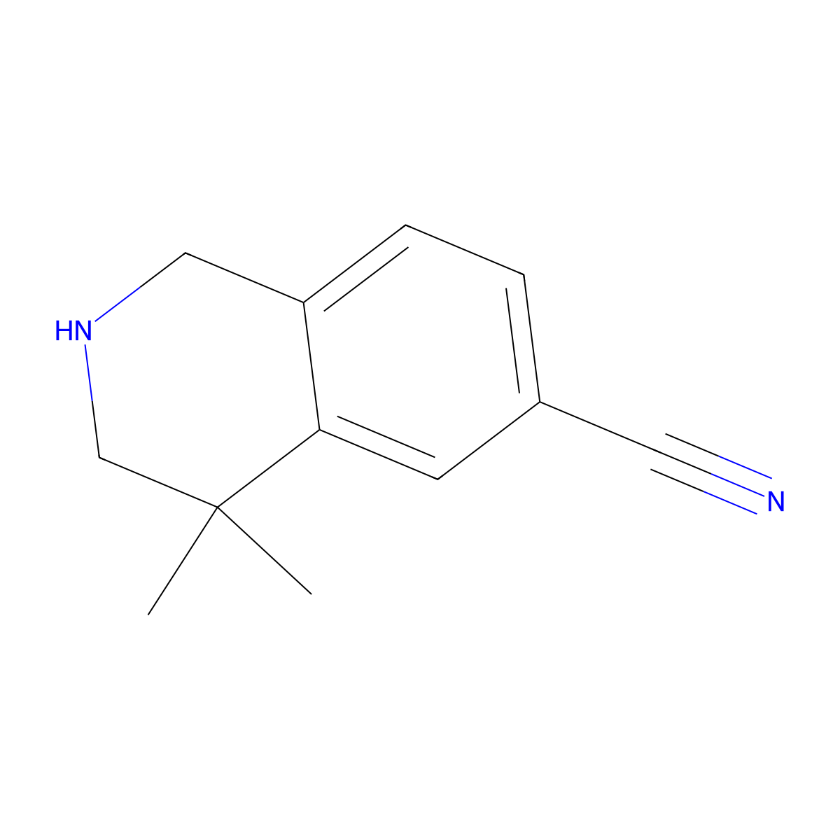 4,4-dimethyl-2,3-dihydro-1H-isoquinoline-6-carbonitrile molecular structure, CAS 264602-89-3