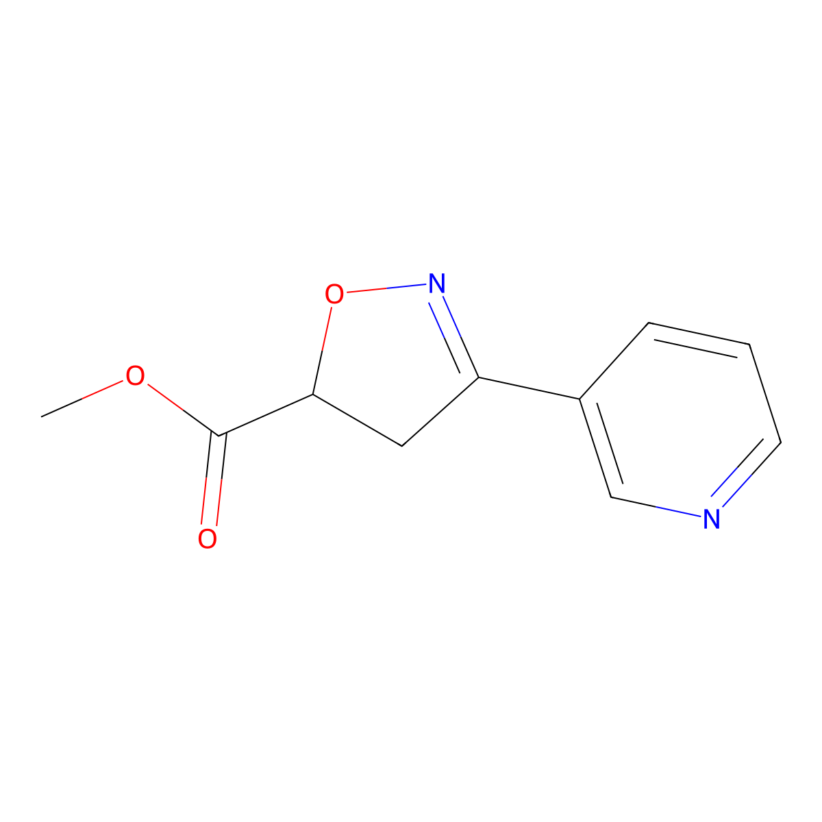 Methyl 3-(pyridin-3-yl)-4,5-dihydro-1,2-oxazole-5-carboxylate molecular structure, CAS 264606-30-6