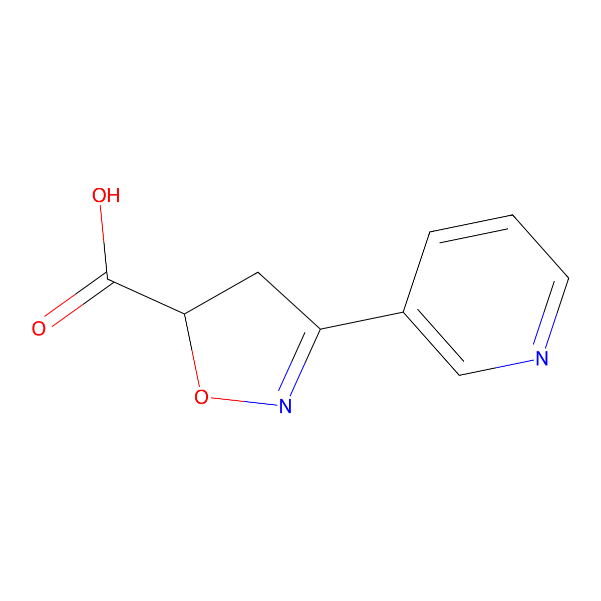 3-(Pyridin-3-yl)-4,5-dihydro-1,2-oxazole-5-carboxylic acid molecular structure, CAS 264606-31-7