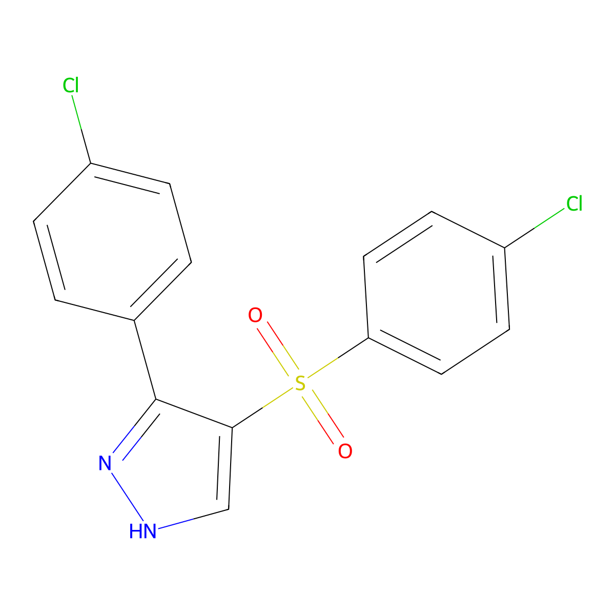 4-(4-chlorobenzenesulfonyl)-3-(4-chlorophenyl)-1H-pyrazole molecular structure, CAS 264616-85-5