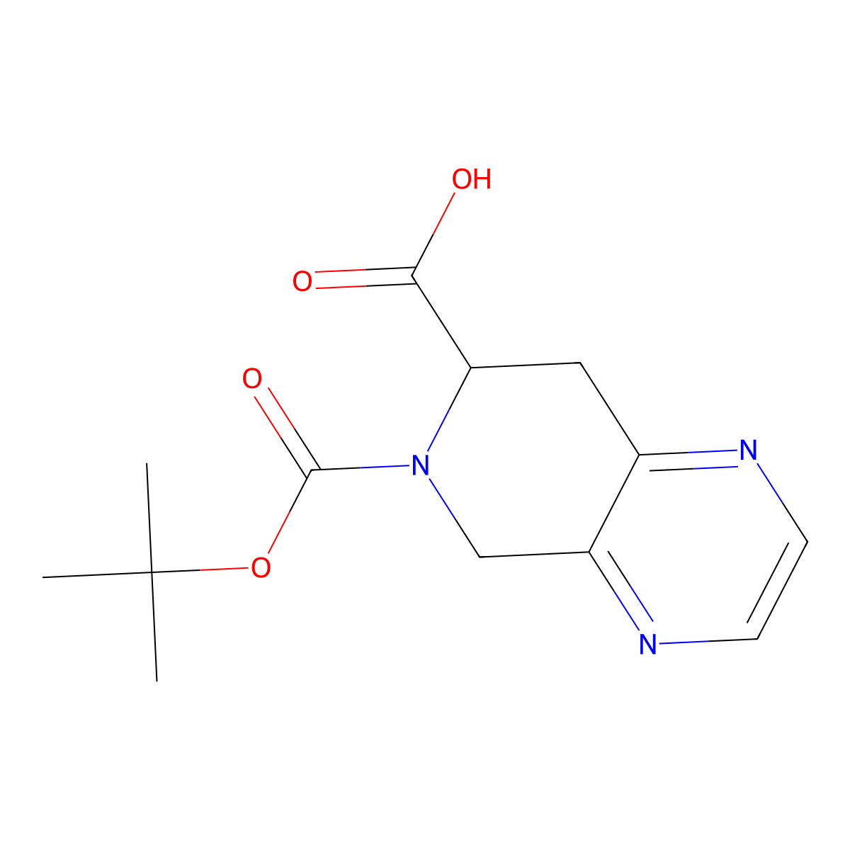 6-(tert-Butoxycarbonyl)-5,6,7,8-tetrahydropyrido[3,4-b]pyrazine-7-carboxylic acid molecular structure, CAS 264623-57-6