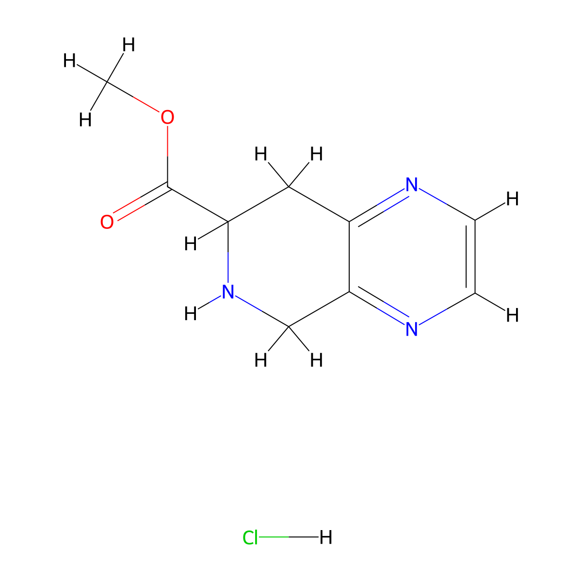 Methyl 5,6,7,8-tetrahydropyrido[4,3-b]pyrazine-7-carboxylate hydrochloride molecular structure, CAS 264624-28-4