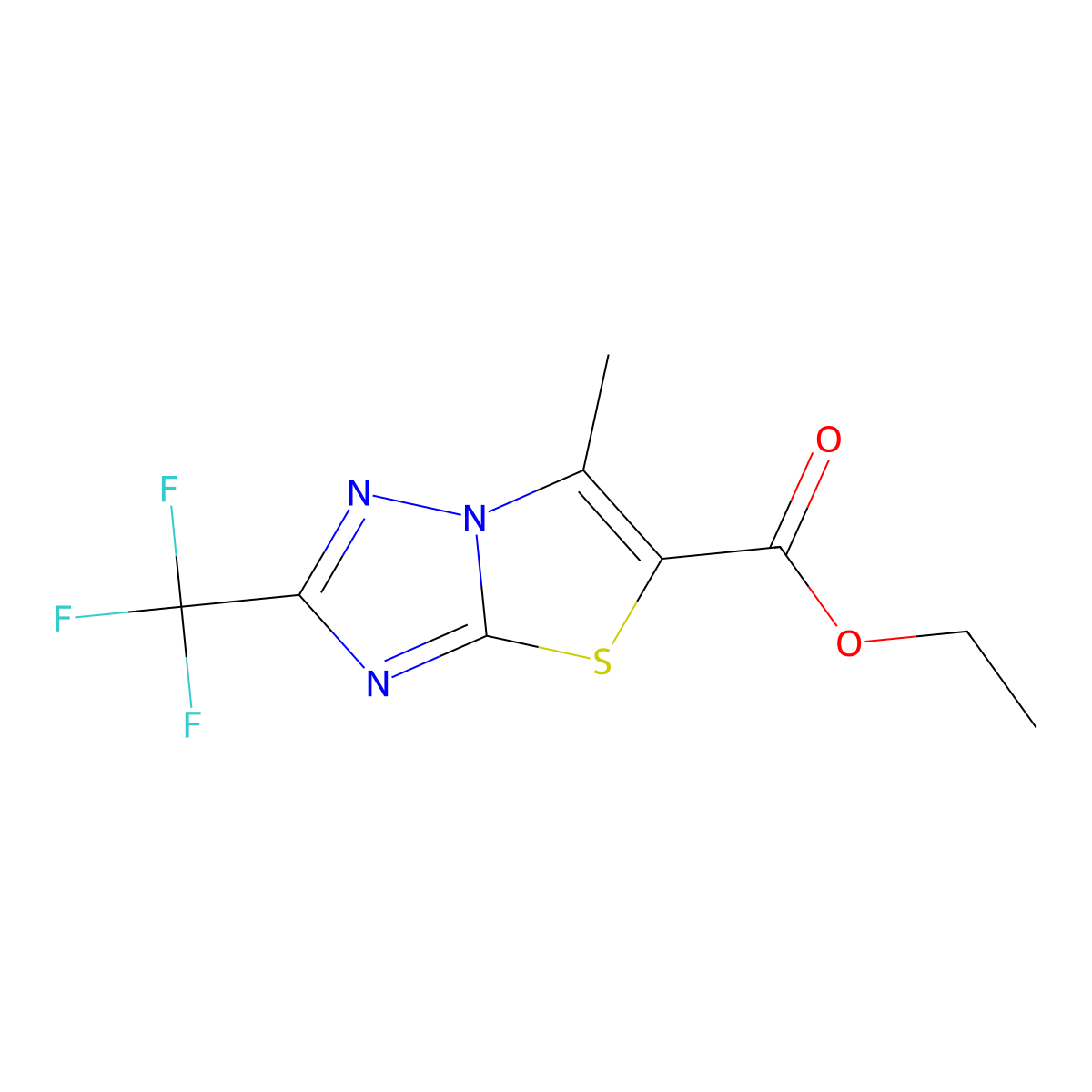 6-Methyl-2-trifluoromethyl-thiazolo[3,2-b][1,2,4]triazole-5-carboxylic acid ethyl ester molecular structure, CAS 264626-51-9
