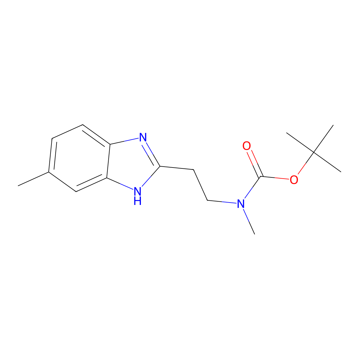 tert-butyl methyl[2-(5-methyl-3H-1,3-benzodiazol-2-yl)ethyl]amino formate molecular structure, CAS 2646465-23-6
