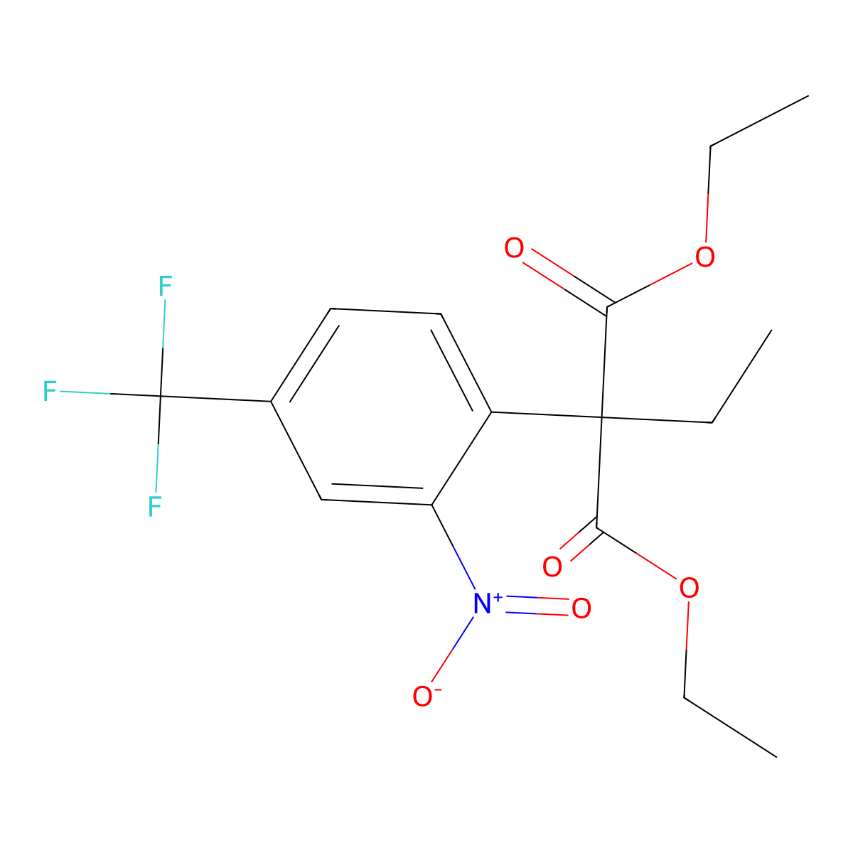 Diethyl 2-ethyl-2-[2-nitro-4-(trifluoromethyl)phenyl]malonate molecular structure, CAS 26465-38-3