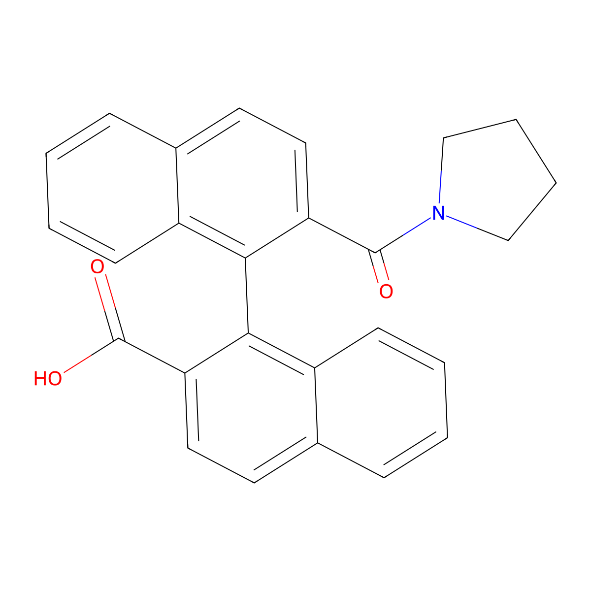(1S)-2'-(1-Pyrrolidinylcarbonyl)[1,1'-binaphthalene]-2-carboxylic acid molecular structure, CAS 2646621-96-5