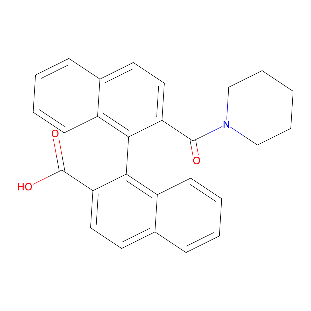 (1S)-2'-(1-Piperidinylcarbonyl)[1,1'-binaphthalene]-2-carboxylic acid molecular structure, CAS 2646621-97-6