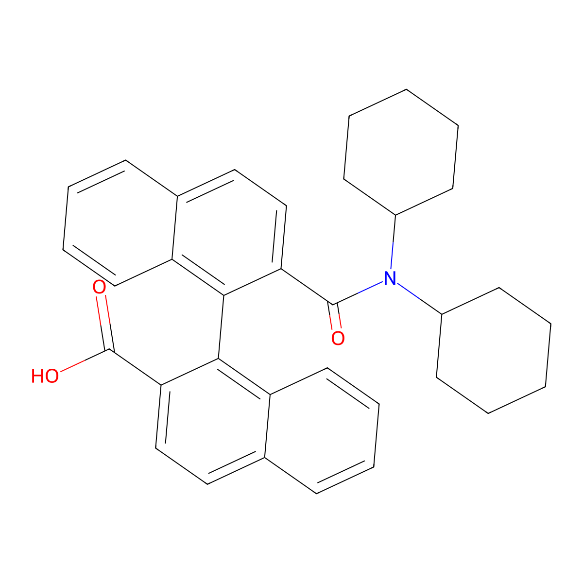 (1S)-2'-[(Dicyclohexylamino)carbonyl][1,1'-binaphthalene]-2-carboxylic acid molecular structure, CAS 2646622-00-4