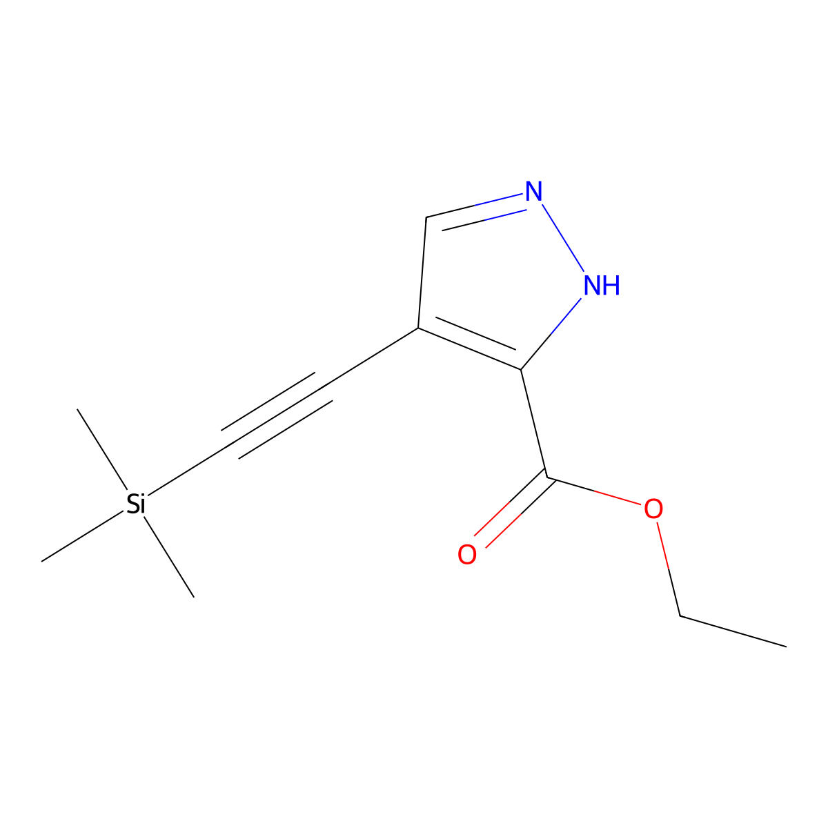 ethyl 4-((trimethylsilyl)ethynyl)-1H-pyrazole-5-carboxylate molecular structure, CAS 2647786-73-8