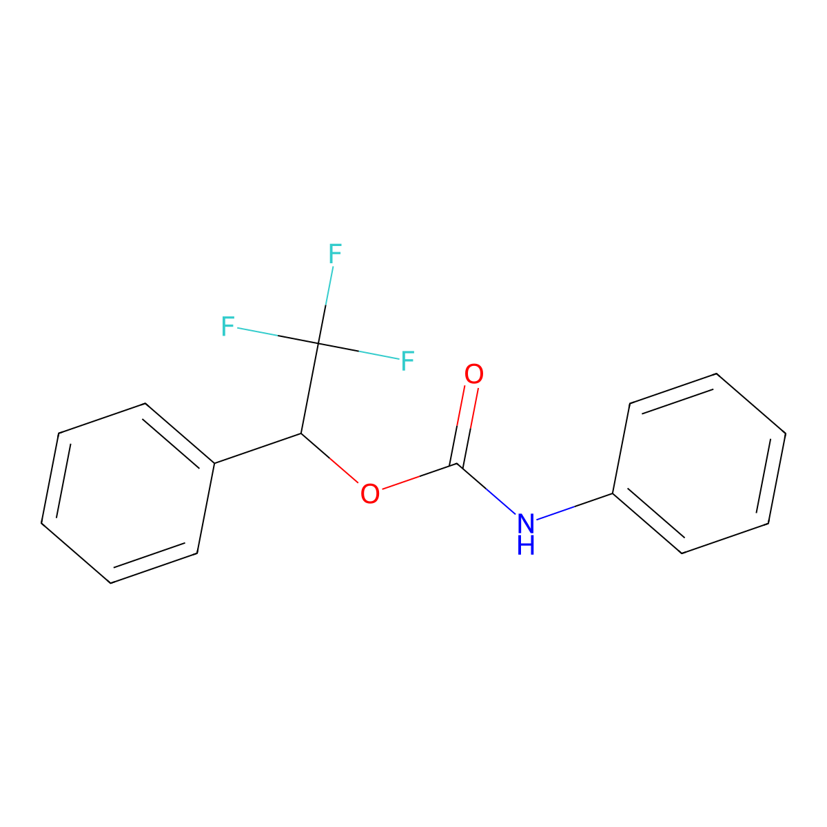 Phenyl-carbamic acid 2,2,2-trifluoro-1-phenyl-ethyl ester molecular structure, CAS 2648-11-5