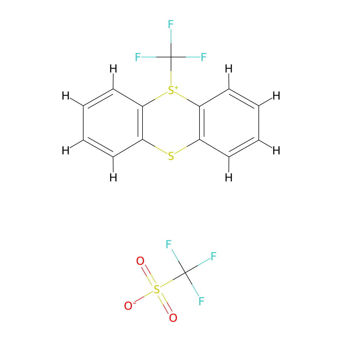 5-(trifluoromethyl)-5H-thianthren-5-ium trifluoromethanesulfonate molecular structure, CAS 2648079-79-0
