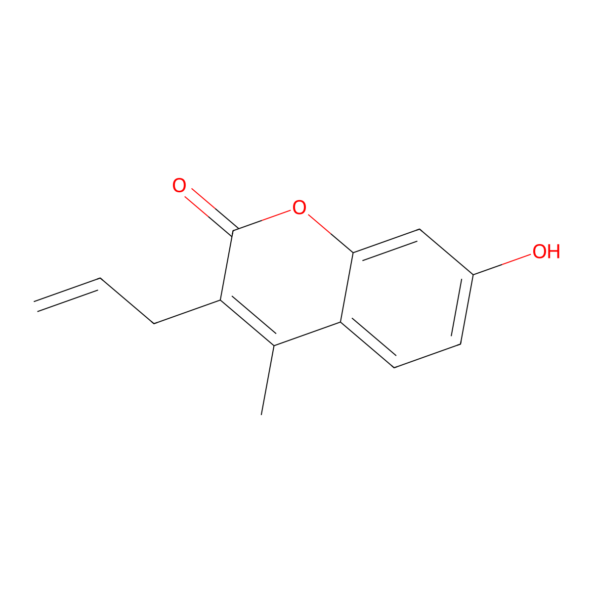 7-Hydroxy-4-methyl-3-(prop-2-en-1-yl)-2H-1-benzopyran-2-one molecular structure, CAS 26481-13-0