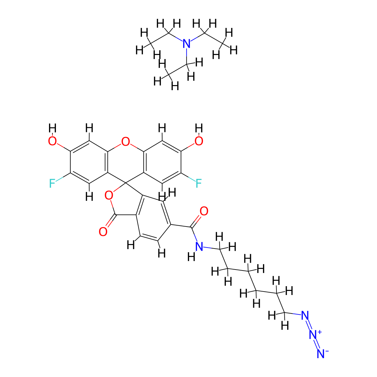 DifluorocarboxyfluoresceinAzide,6-isomer molecular structure, CAS 2648246-11-9