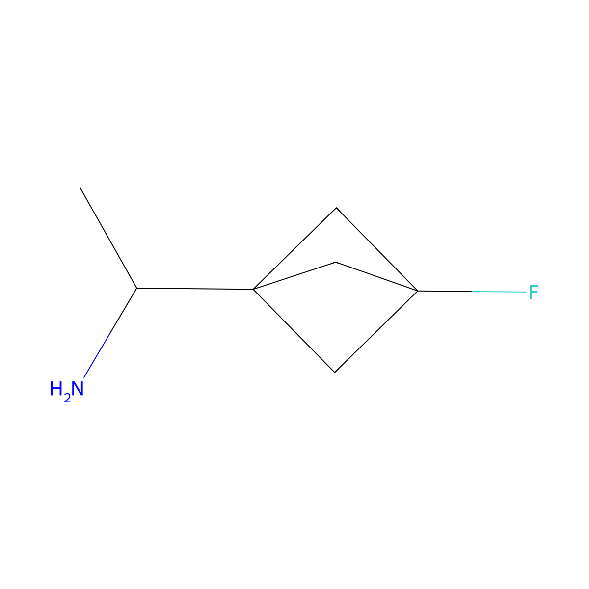 1-{3-Fluorobicyclo[1.1.1]pentan-1-yl}ethan-1-amine molecular structure, CAS 2648259-65-6