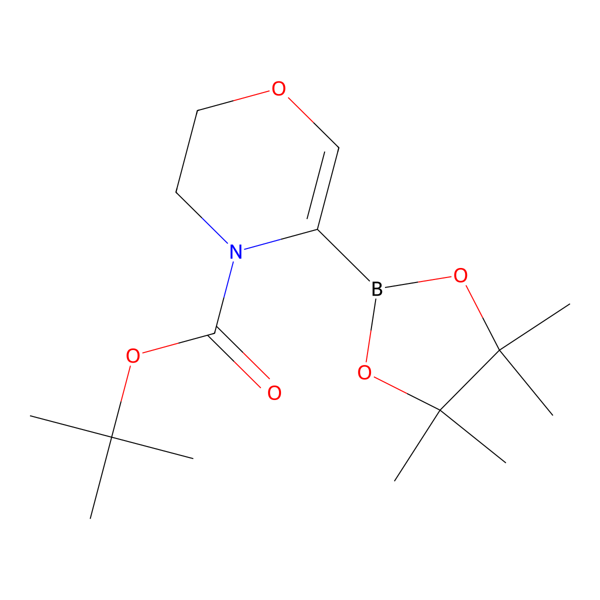 tert-Butyl 5-(4,4,5,5-tetramethyl-1,3,2-dioxaborolan-2-yl)-2H-1,4-oxazine-4(3H)-carboxylate molecular structure, CAS 2648330-91-8