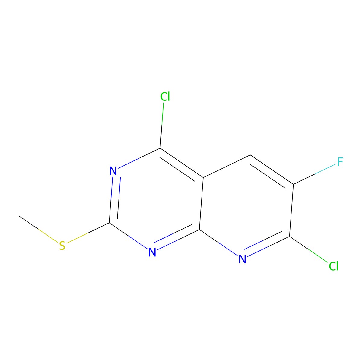 4,7-Dichloro-6-fluoro-2-(methylthio)pyrido[2,3-d]pyrimidine molecular structure, CAS 2648332-63-0