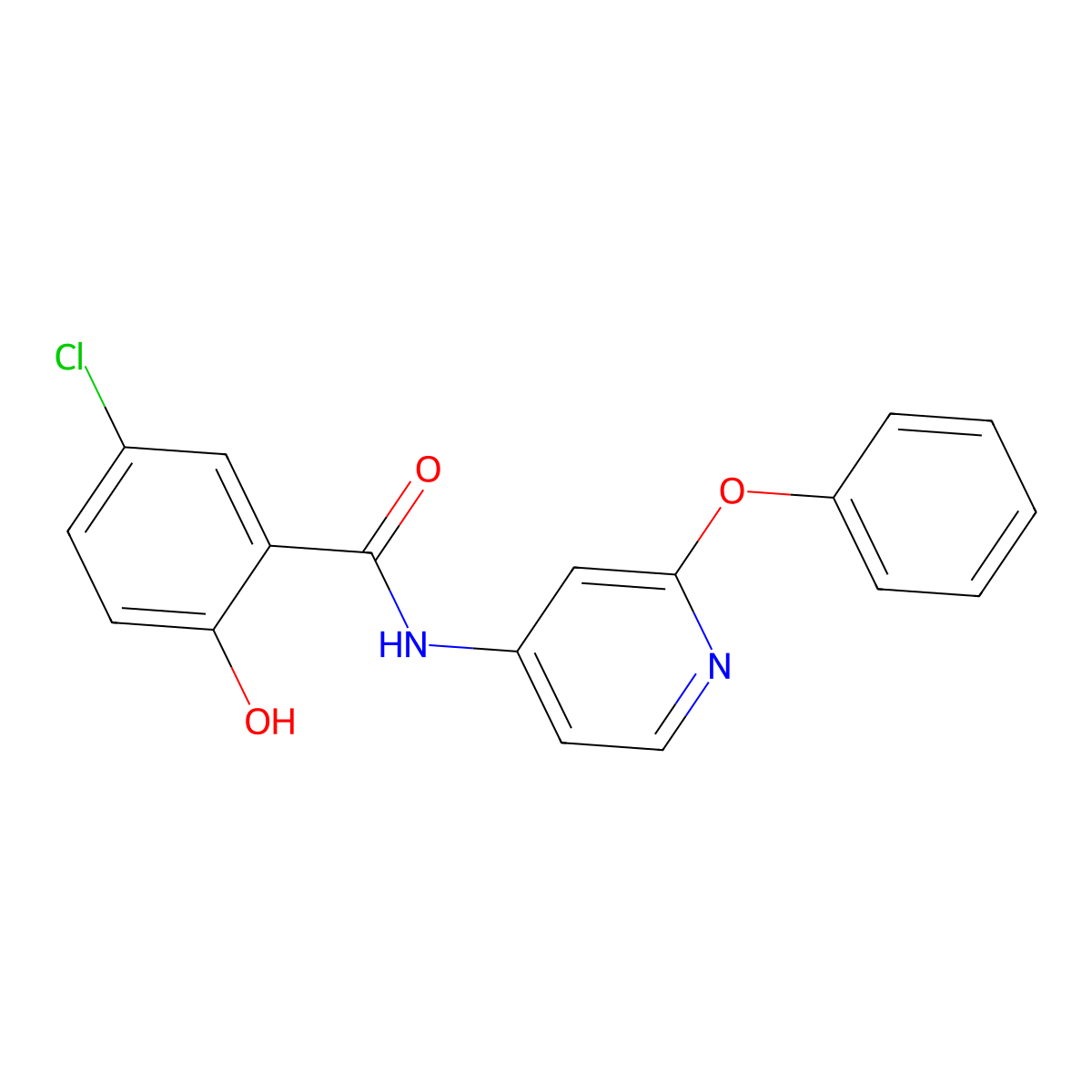5-chloro-2-hydroxy-N-(2-phenoxy-4-pyridinyl)benzamide molecular structure, CAS 2648334-53-4