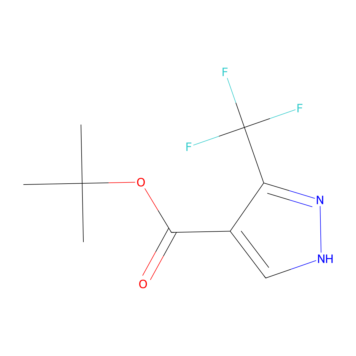 tert-butyl 3-(trifluoromethyl)-1H-pyrazole-4-carboxylate molecular structure, CAS 2648369-65-5