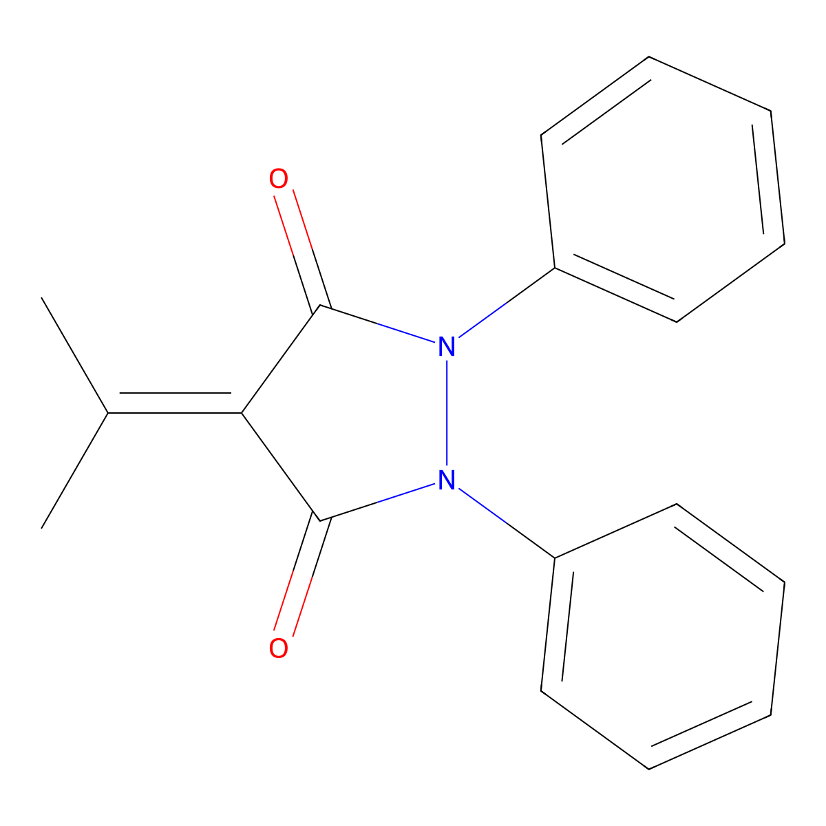 3,5-Pyrazolidinedione, 1,2-diphenyl-4-isopropylidene- molecular structure, CAS 26485-81-4