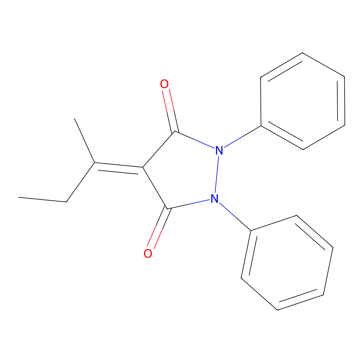 3,5-Pyrazolidinedione, 4-sec-butylidene-1,2-diphenyl- molecular structure, CAS 26485-82-5