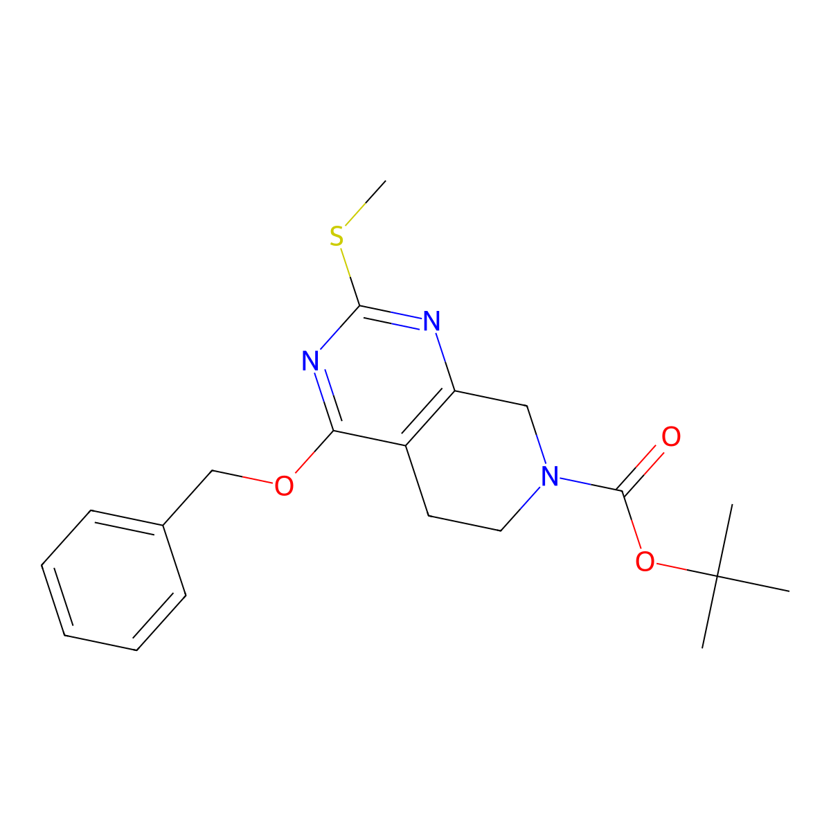 tert-butyl 4-benzyloxy-2-methylsulfanyl-6,8-dihydro-5H-pyrido[3,4-d]pyrimidine-7-carboxylate molecular structure, CAS 2648554-48-5
