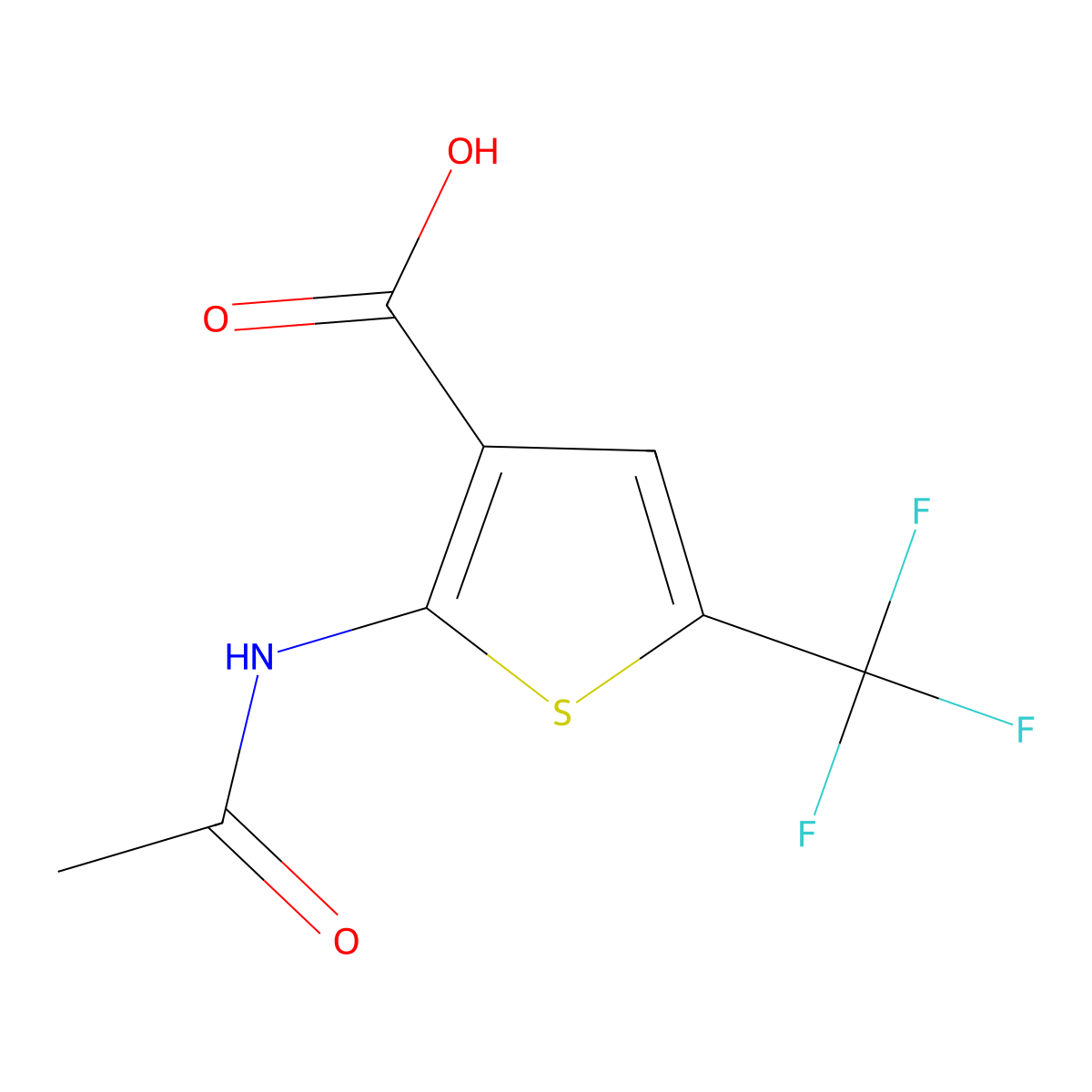 2-Acetamido-5-(trifluoromethyl)thiophene-3-carboxylic acid molecular structure, CAS 2648644-34-0