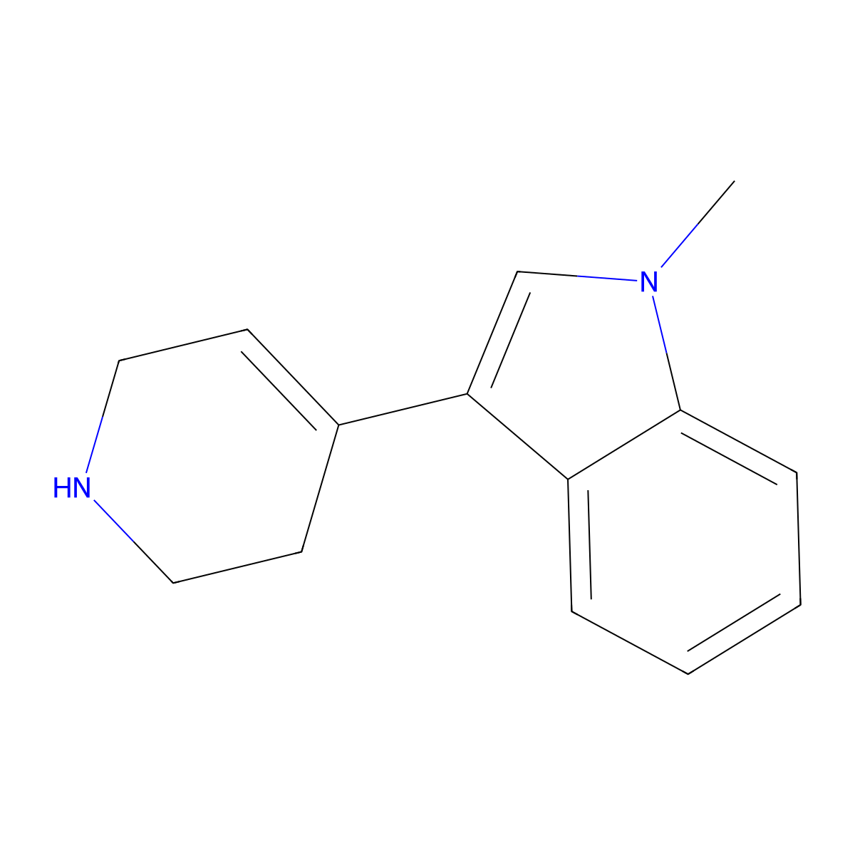 1-methyl-3-(1,2,3,6-tetrahydropyridin-4-yl)-1H-indole molecular structure, CAS 264869-99-0