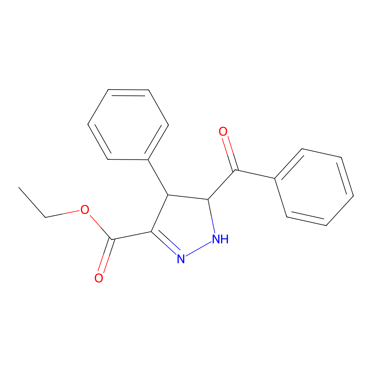 Ethyl 5-benzoyl-4-phenyl-4,5-dihydro-1H-pyrazole-3-carboxylate molecular structure, CAS 26487-12-7