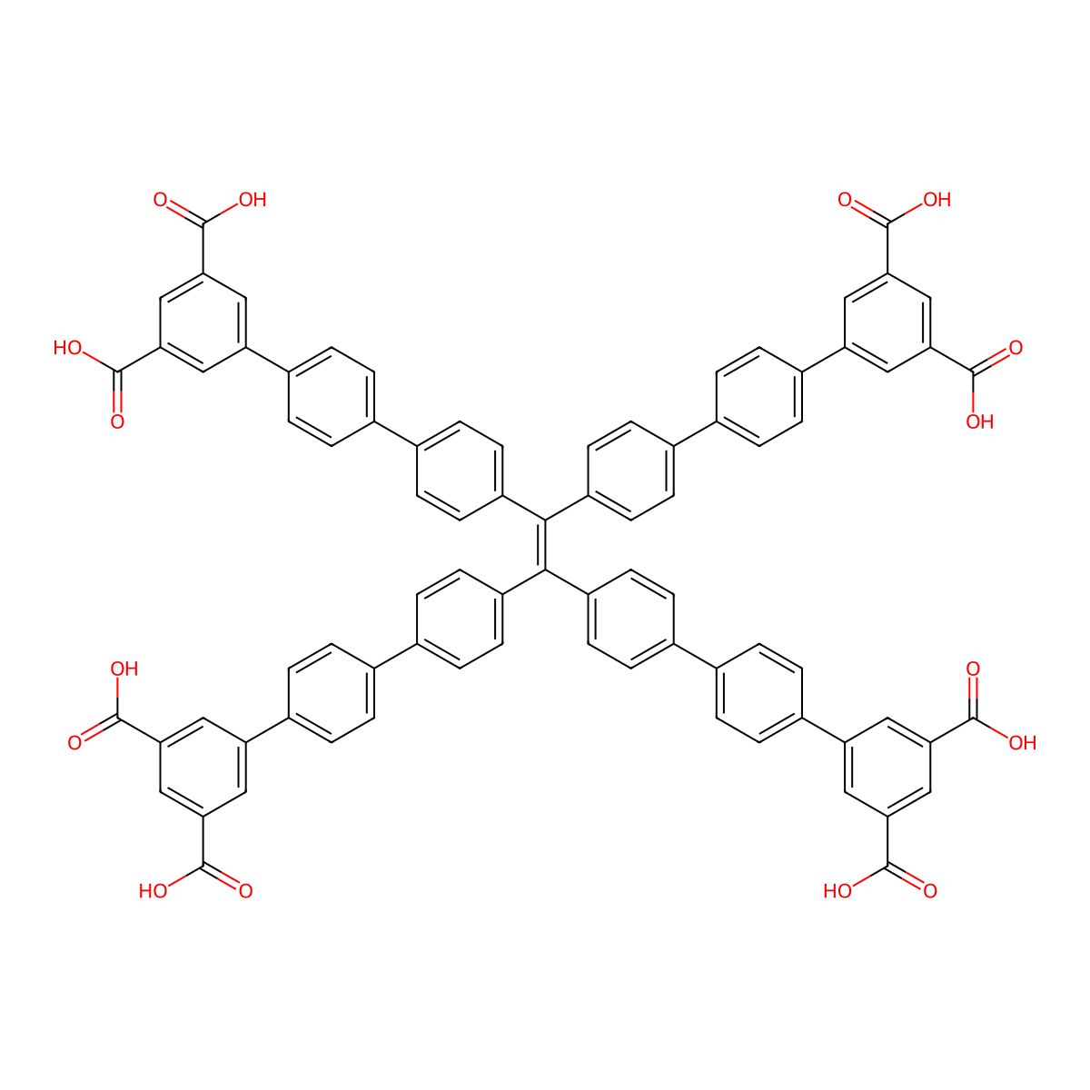 4'',4''''',4'''''''',4'''''''''''-(Ethene-1,1,2,2-tetrayl)tetrakis(([1,1':4',1''-terphenyl]-3,5-dicarboxylic acid)) molecular structure, CAS 2648717-36-4