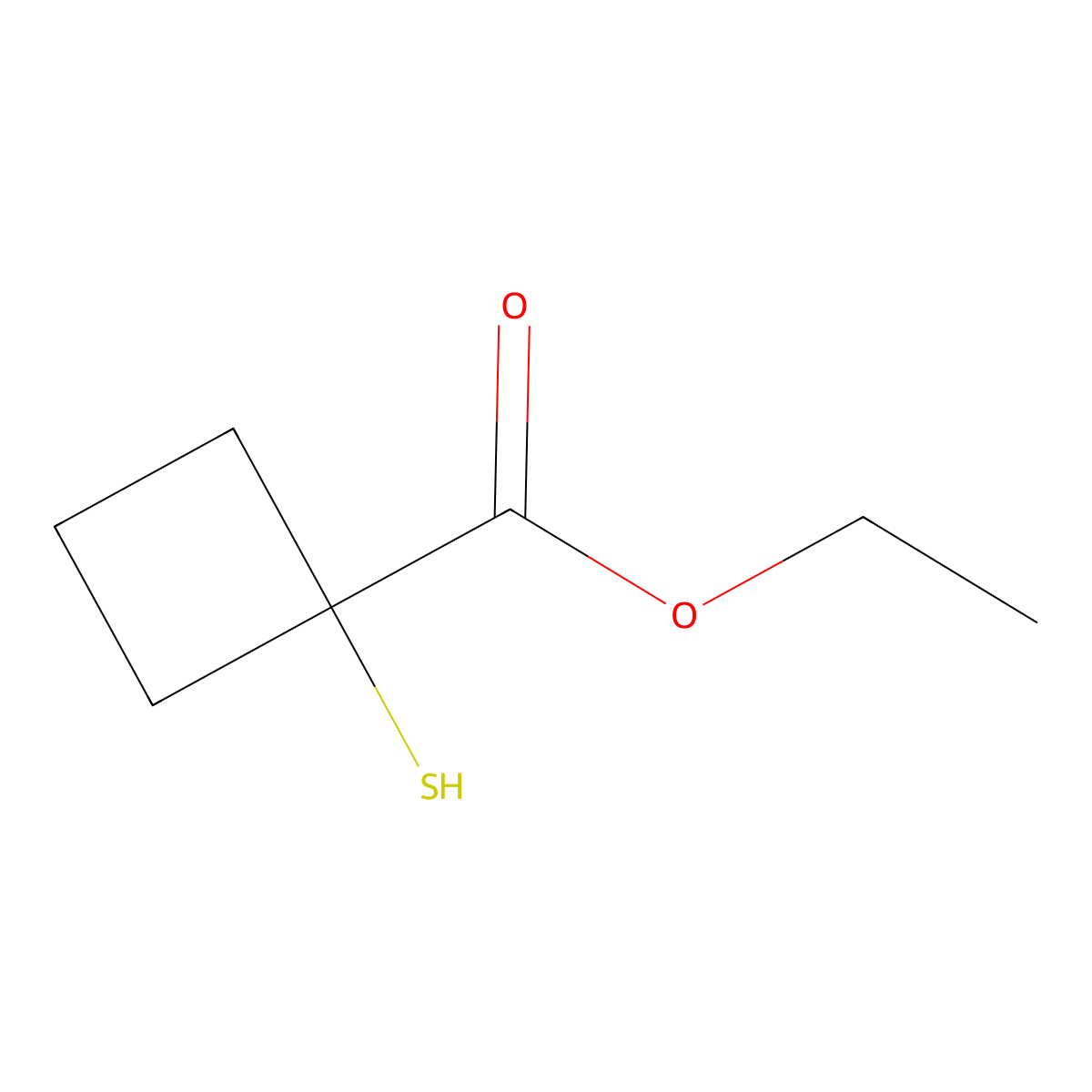 Ethyl 1-sulfanylcyclobutane-1-carboxylate molecular structure, CAS 264874-47-7