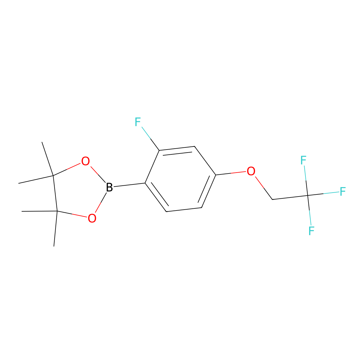 2-[2-Fluoro-4-(2,2,2-trifluoroethoxy)phenyl]-4,4,5,5-tetramethyl-1,3,2-dioxaborolane molecular structure, CAS 2648778-79-2