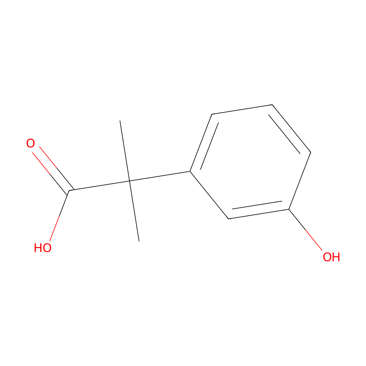 2-(3-Hydroxyphenyl)-2-methylpropanoic acid molecular structure, CAS 264879-13-2