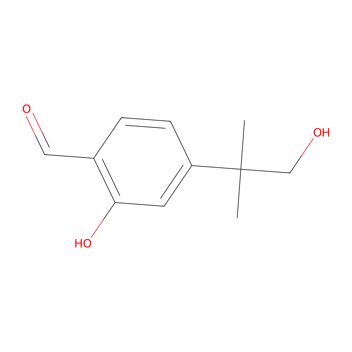 2-Hydroxy-4-(2-hydroxy-1,1-dimethylethyl)benzaldehyde molecular structure, CAS 264879-14-3