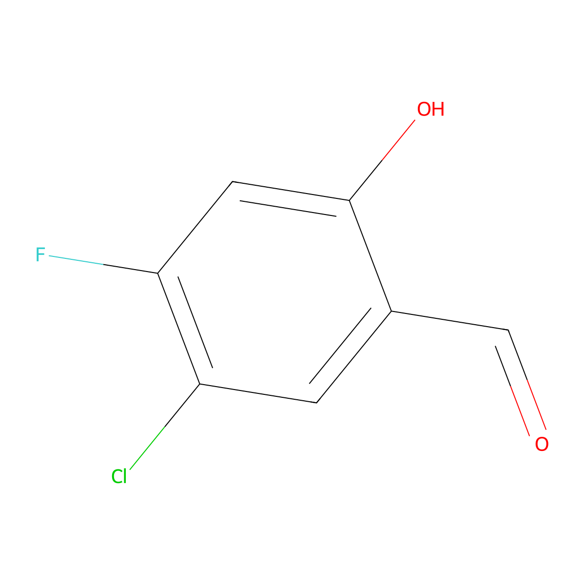 5-Chloro-4-fluoro-2-hydroxybenzaldehyde molecular structure, CAS 264879-16-5