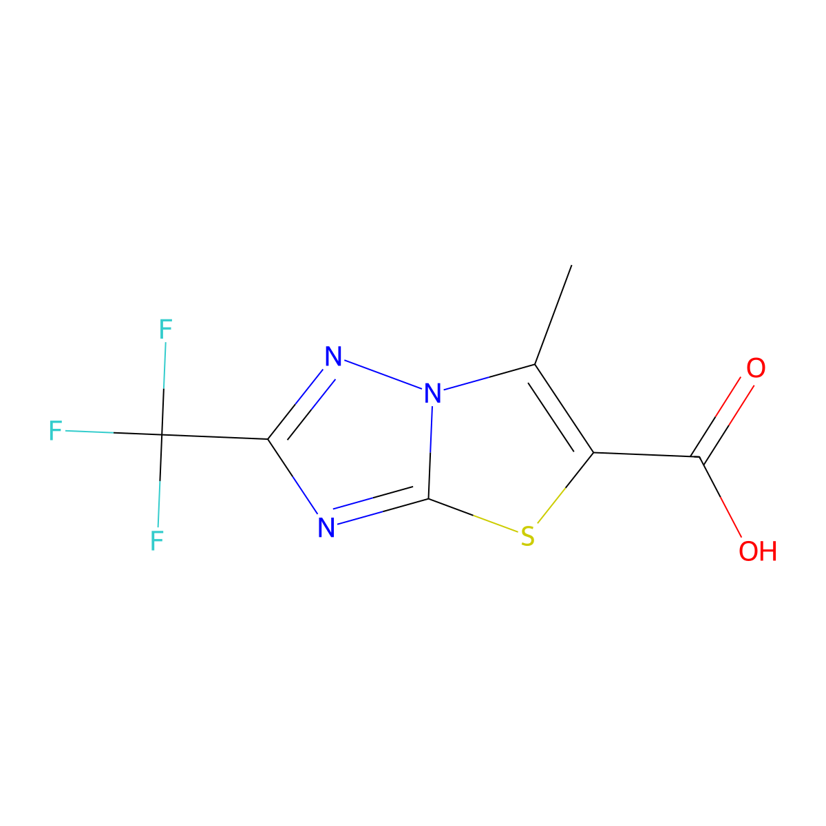 6-Methyl-2-trifluoromethyl-thiazolo[3,2-b][1,2,4]triazole-5-carboxylic acid molecular structure, CAS 264880-53-7