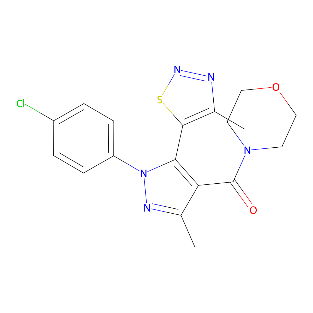 [1-(4-chlorophenyl)-3-methyl-5-(4-methyl-1,2,3-thiadiazol-5-yl)-1H-pyrazol-4-yl](morpholino)methanone molecular structure, CAS 264880-61-7