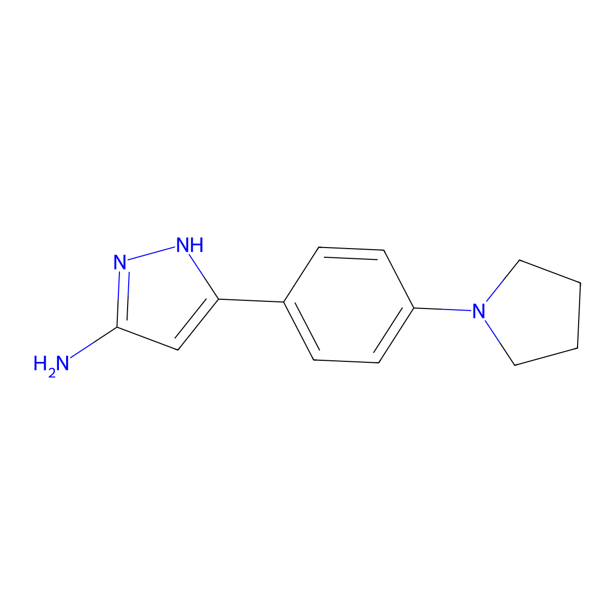 5-[4-(pyrrolidin-1-yl)phenyl]-1H-pyrazol-3-amine molecular structure, CAS 2648807-68-3