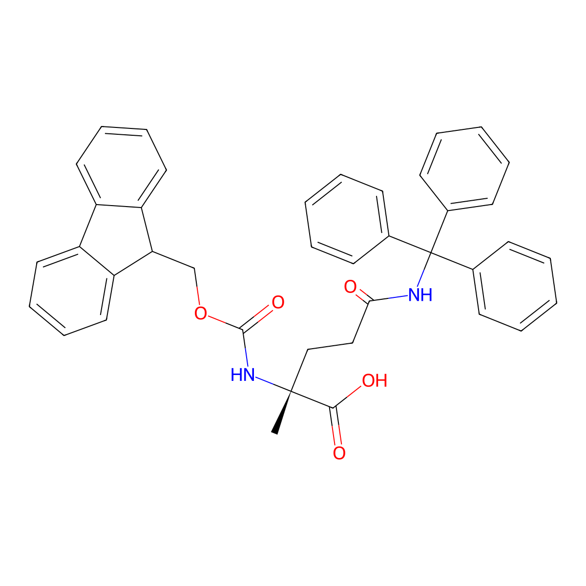 (2R)-2-({[(9H-fluoren-9-yl)methoxy]carbonyl}amino)-2-methyl-4-[(triphenylmethyl)carbamoyl]butanoic acid molecular structure, CAS 2648851-68-5