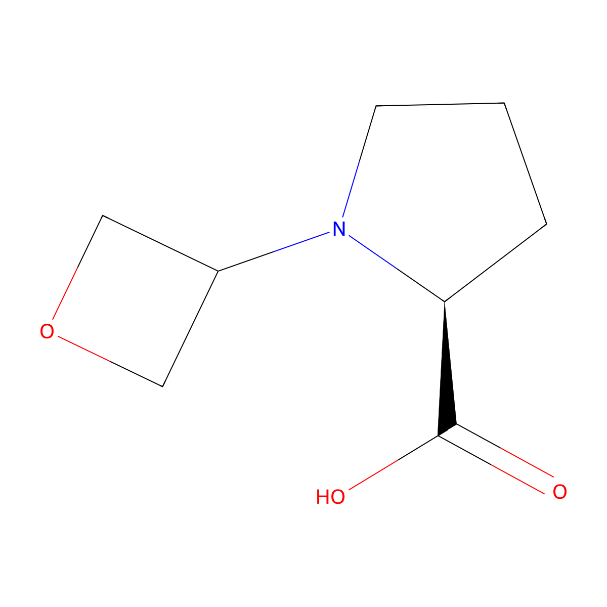 (2S)-1-(oxetan-3-yl)pyrrolidine-2-carboxylic acid molecular structure, CAS 2648861-13-4