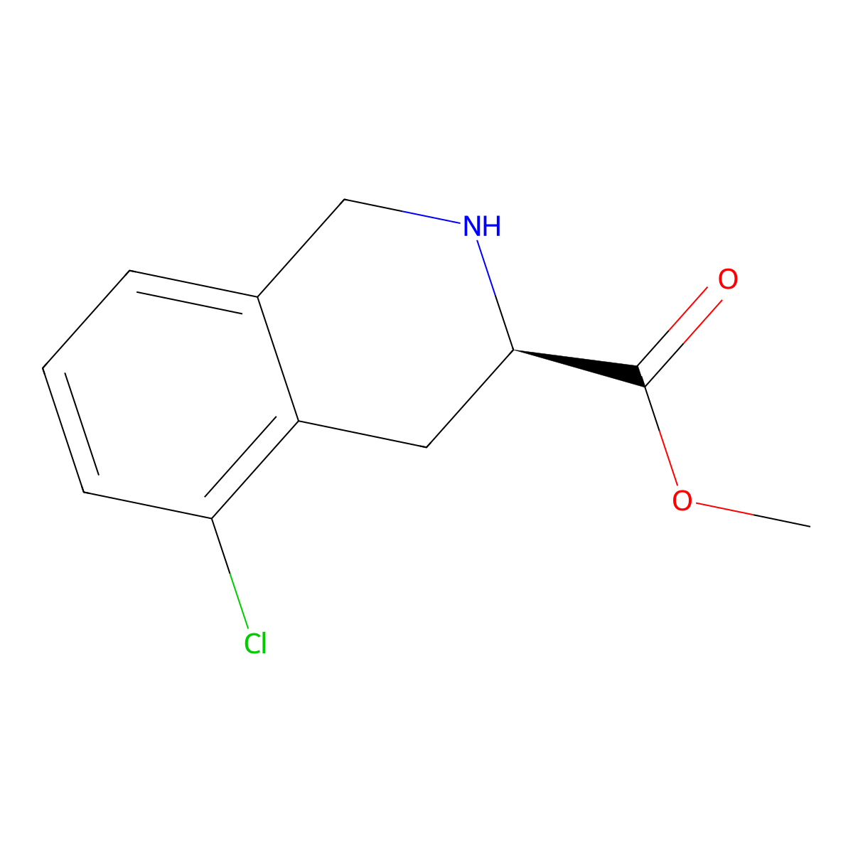methyl (3R)-5-chloro-1,2,3,4-tetrahydroisoquinoline-3-carboxylate molecular structure, CAS 2648861-22-5