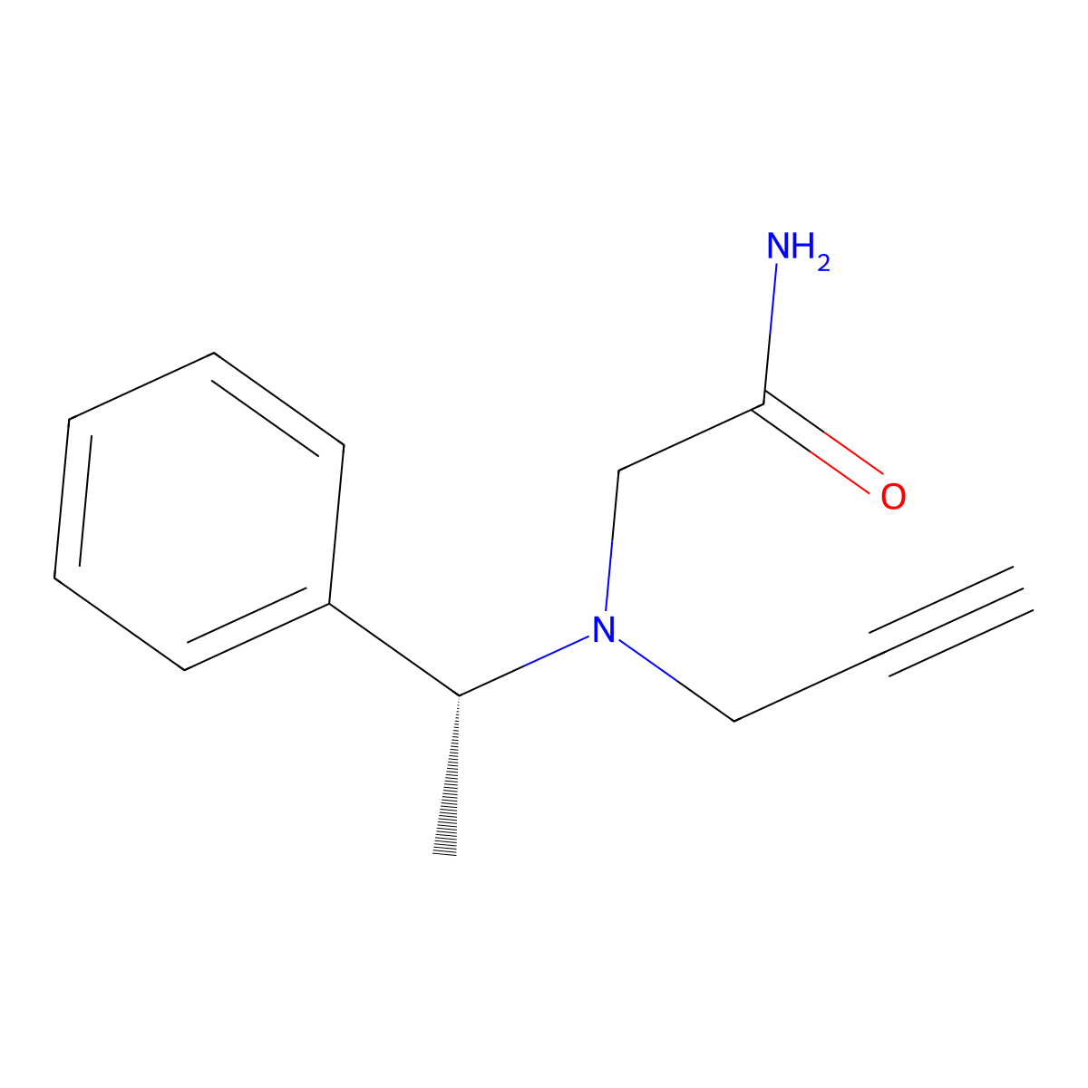 2-{[(1R)-1-phenylethyl](prop-2-yn-1-yl)amino}acetamide molecular structure, CAS 2648861-40-7