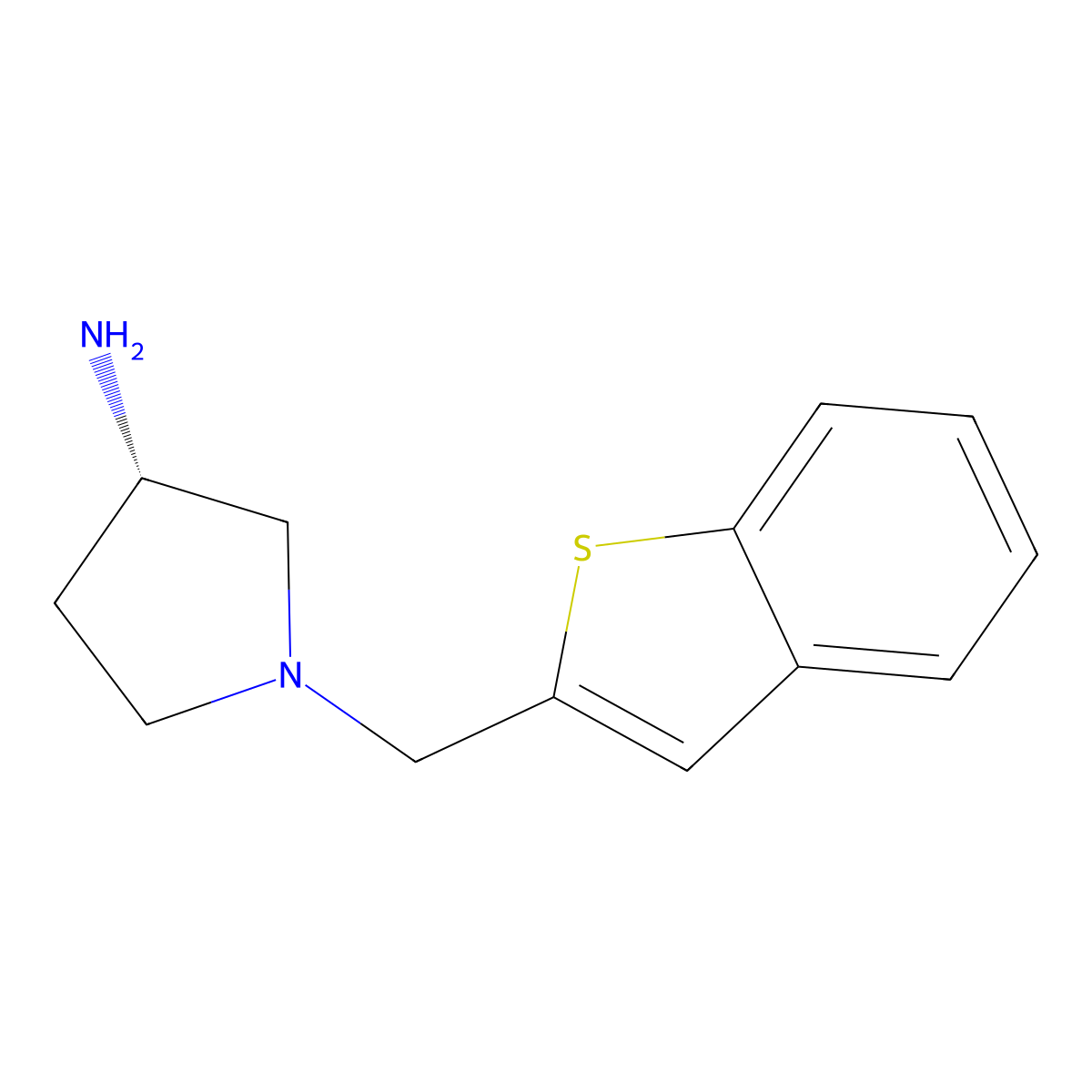 (3S)-1-[(1-benzothiophen-2-yl)methyl]pyrrolidin-3-amine molecular structure, CAS 2648861-44-1