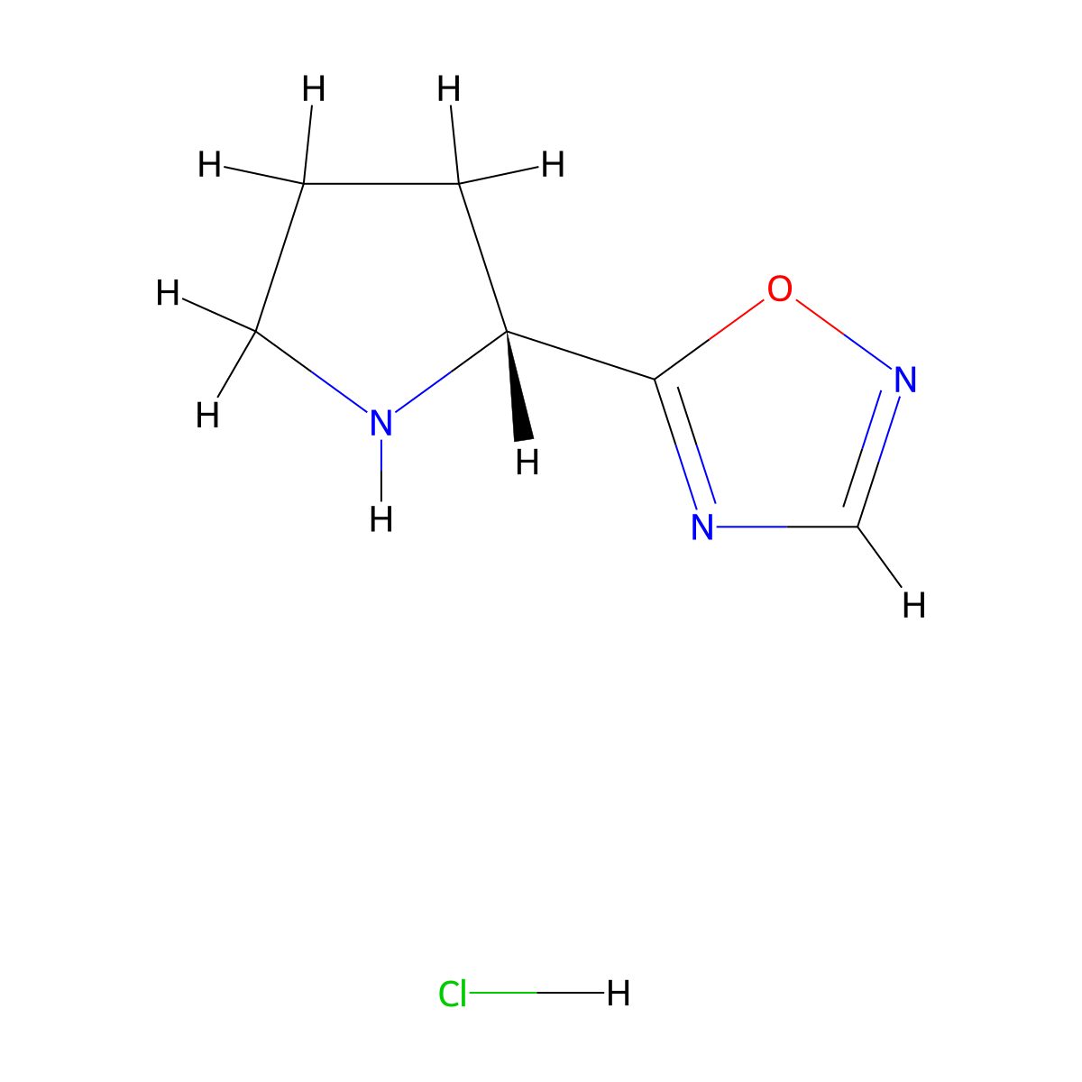 5-[(2R)-pyrrolidin-2-yl]-1,2,4-oxadiazole hydrochloride molecular structure, CAS 2648861-55-4