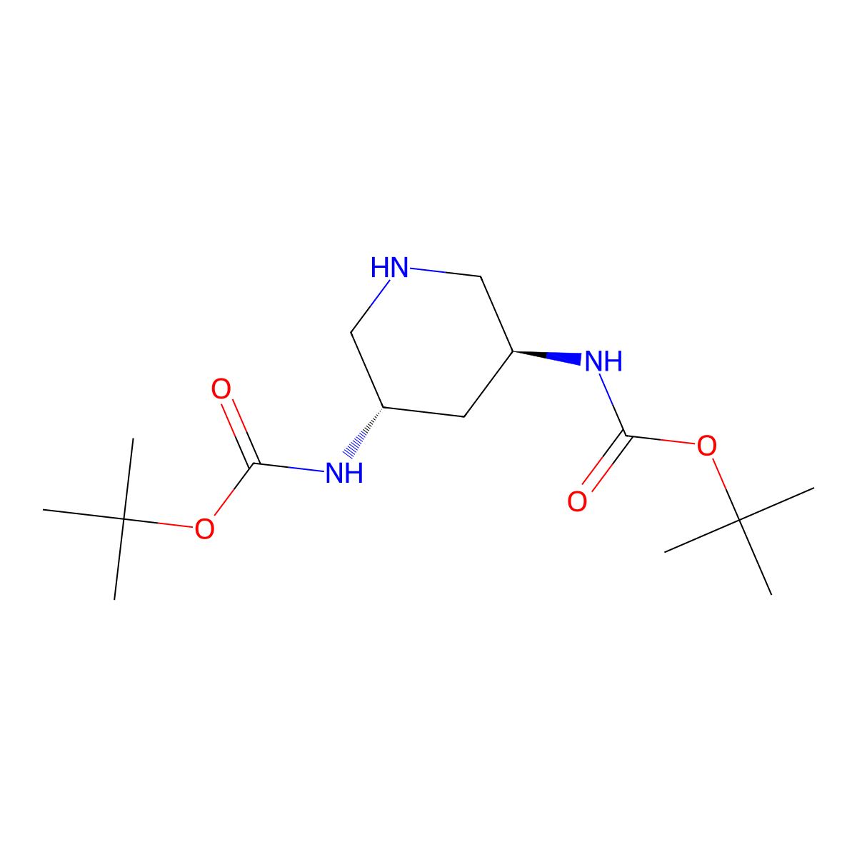 rac-tert-butyl N-[(3R,5R)-5-{[(tert-butoxy)carbonyl]amino}piperidin-3-yl]carbamate molecular structure, CAS 2648861-58-7