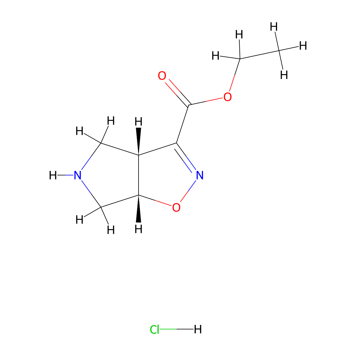 rac-ethyl(3aR,6aS)-3aH,4H,5H,6H,6aH-pyrrolo[3,4-d][1,2]oxazole-3-carboxylatehydrochloride molecular structure, CAS 2648862-34-2